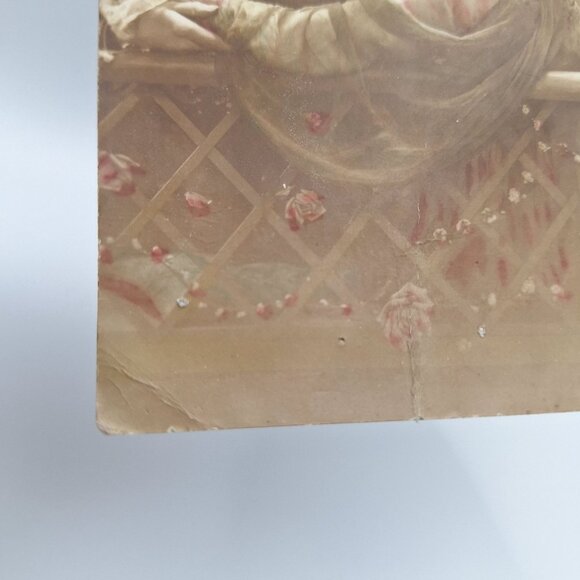 Antique French Lovers Postcard Romantic Scene Listen To Love Poem 1885 Elegant - Picture 5 of 8